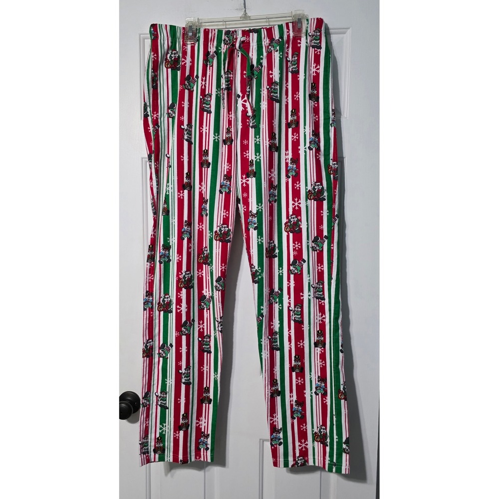 Buc-ee's Christmas Pajama Pants Mens Large Red Green Striped Holiday Lounge